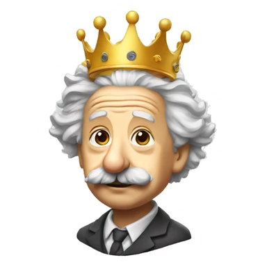 Albert Einstein with a crown sticker