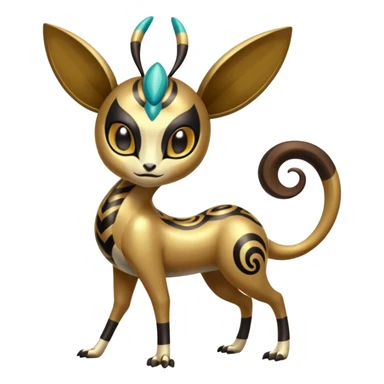  Egyptian Shiny Smooth Soft Glossy Tribal Exotic Colorful Tropical Meloetta-Venom-Heliolisk-Helioptile-Monster-Animal-Pokémon-Fakémon-fusion, full body, tribal markings  sticker