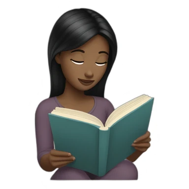 White Girl reading with black hair sticker