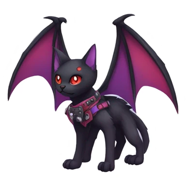 cool edgy black punk red Purple ethereal fantasy nargacuga-bat-cat-Fakemon collar harness full body sticker