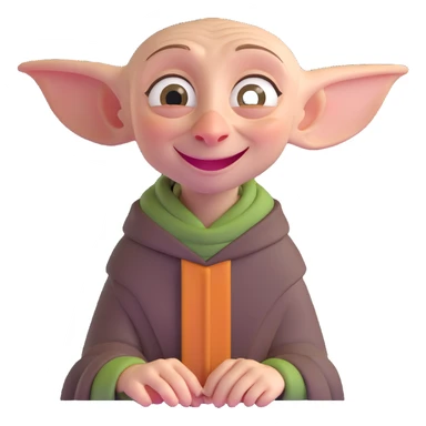 smiling Dobby the house elf with simple background sticker