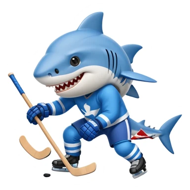 shark playing hockey sticker