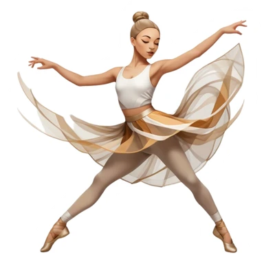Icon for Contemporary Dance: a dancer in dynamic motion, wearing comfortable attire, with abstract shapes and movement lines in the background. The icon should represent the expressive and creative nature of contemporary dance. Transparent background. sticker