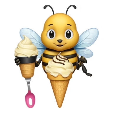 honeybee with ice cream in hand sticker