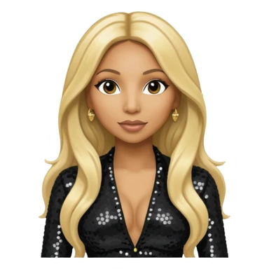 Tamar Braxton with long blonde hair, black sequin outfit sticker