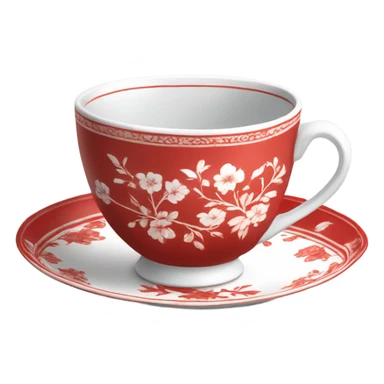 Tea red and white china cup sticker