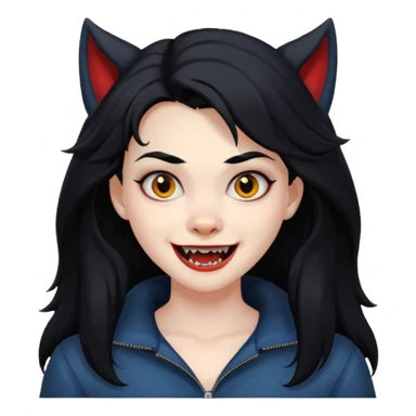 Werewolf black hair girl with a smile sticker