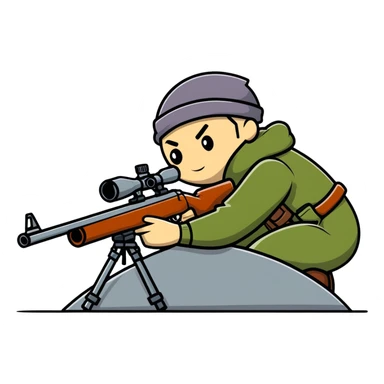 sniper cartoon lying down shooting position sticker