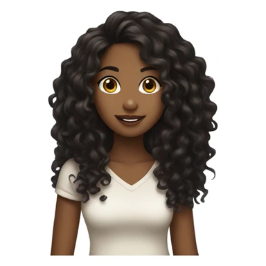 Brown skin girl with long black curly hair sticker