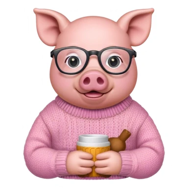 Pig wearing glasses and a sweater sticker