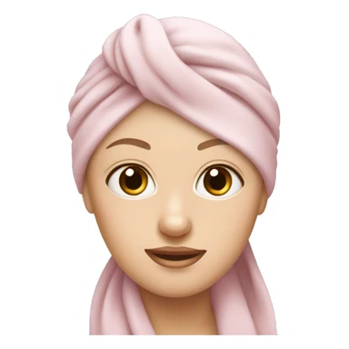 Pale White Woman wearing pale pink towel turban with hazel eyes sticker