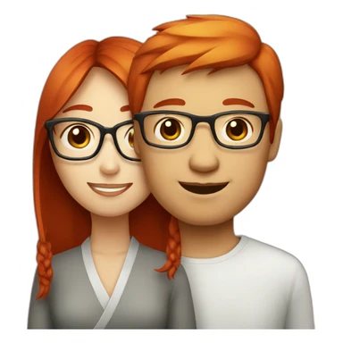 Red head girl and chinese man with glasses sticker