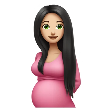 Beautiful Russian lady with green eyes and very long black hair pink clothes pregnant sticker