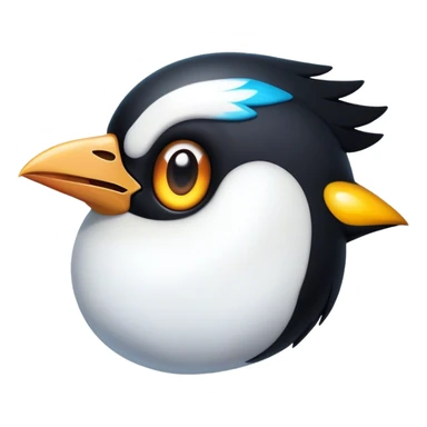Cinematic Comical Magpie Portrait Emoji, Head tilted dramatically with an exaggeratedly shocked expression, featuring a vibrant, glossy form with wide, comically expressive eyes full of playful disbelief and a subtly animated beak, Simplified yet hilariously expressive features, highly detailed, glowing with a slightly sassy urban glow, high shine, dramatic yet playful, stylized with an air of cheeky mischief, soft glowing outline, capturing the essence of a meme-worthy magpie that looks ready to side-eye its way into viral fame! sticker