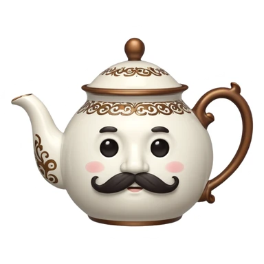 a teapot with mustache  sticker