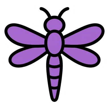 a dragonfly in violet color, clean and clear design sticker