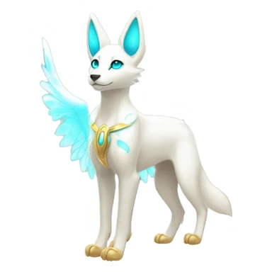Shiny White Angelic Godly Ethereal Majestic Electric Albino Umbreon. cyan eyes and cyan markings. Golden Anubis-rings. full body sticker