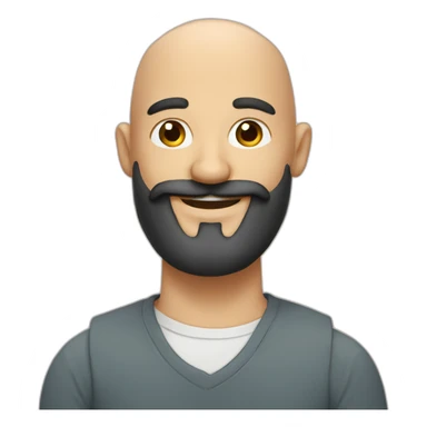 a happy bald man with moustache and long black beard sticker