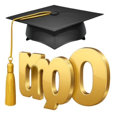 The letters "MPU", wearing a graduation hat sticker