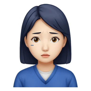 South Korean female college student with a worried face  sticker