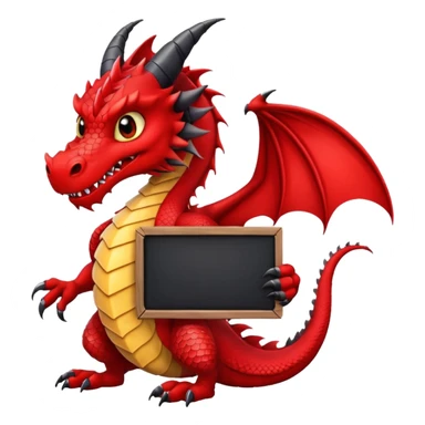 Black and red dragon holding large blank sign sticker