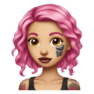 Pink girl tattoo artist with tattoo machine sticker