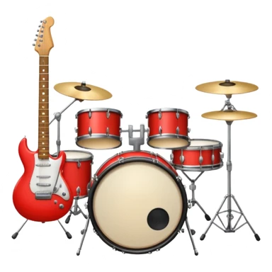 music studio with drum set, guitar, and recording equipment sticker