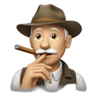 a white alabai smokes a cigar sticker