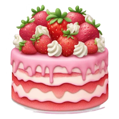 Pink strawberries and cream birthday cake  sticker