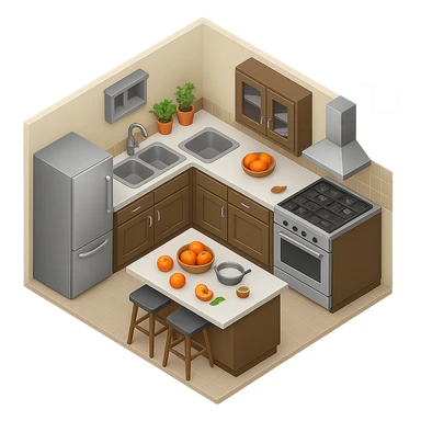 Make the background transparent, keep the plus (+) symbol in the top right corner white, and keep the kitchen emoji unchanged. sticker