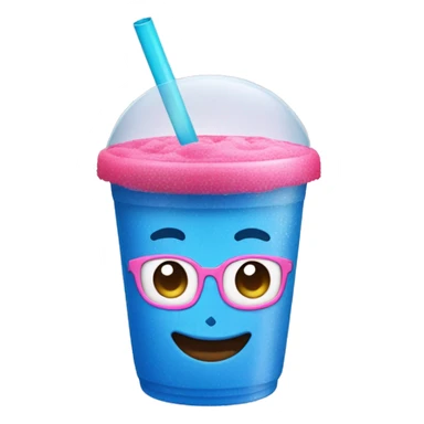 Make a blue Slushy with a pink straw in  plastic cup sticker