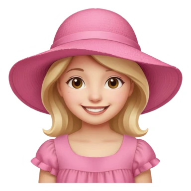 Girl in pink dress and sunhat smiling sticker