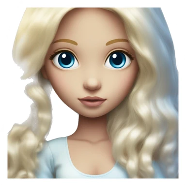 ocean blue doll eyes, blonde glowing silky long hair, girl, feminine, fragile, pink, angelic, in love sticker