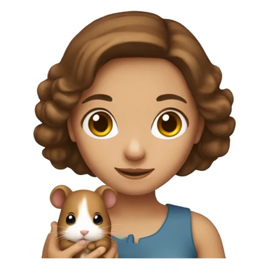 Brown haired girl holding hamster  sticker