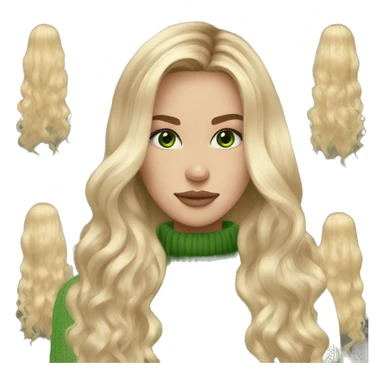 Blonde balayage long hair women beige sweater, green eyes  sticker