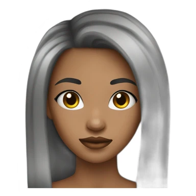 young woman black hairs, noze piercing sticker