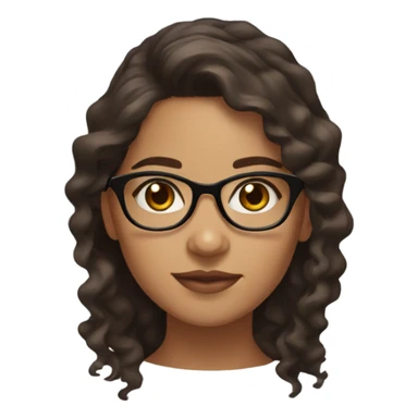 girl with olive skin, light brown eyes, long dark brown wavy hair and glasses sticker