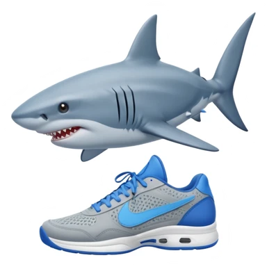 A shark with blue tennis sticker