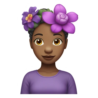 purple hippo girl with a flower on her head sticker