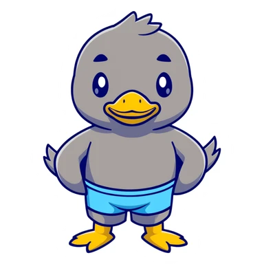 Duck with swim trunks  sticker
