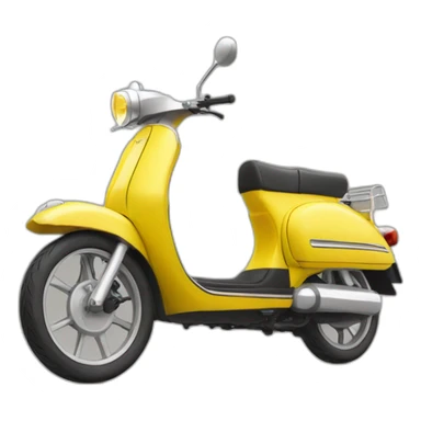 A left view of Yellow Moped with 2 mirrors  sticker