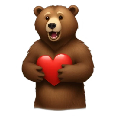 Grizzly holding a heart sticker