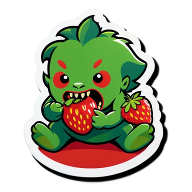 Orgre eating strawberries sticker