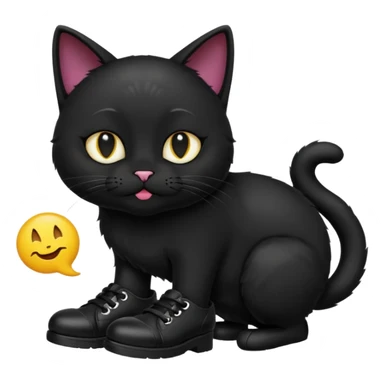 Black animal cat with nlack shoes and smellt emoji sticker