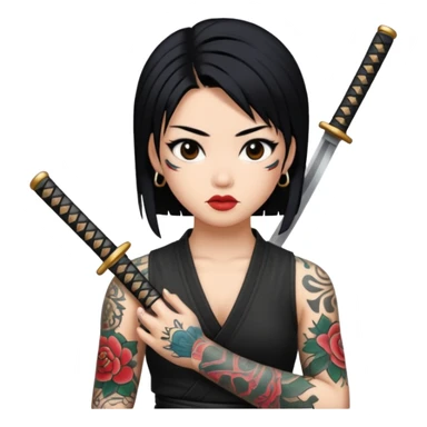 asia katana with tattoos sticker