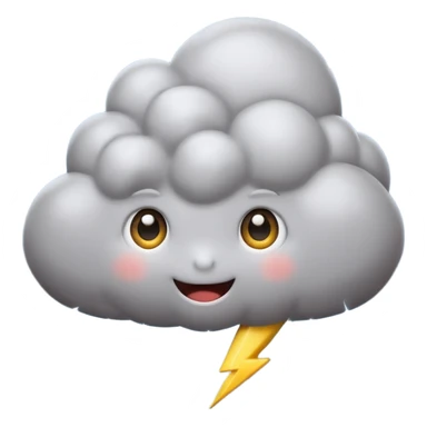 cute gray Thunderstorm Cloud, eyes, lightning bolt sticker