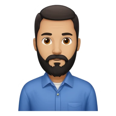 black long beard man with shirt sticker