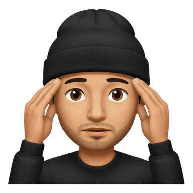 Hispanic man with black beanie hat pulled down over eyes sticker