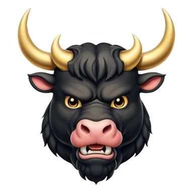 black angry powerful bull with golden horns emoji sticker