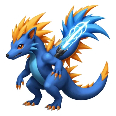 Manectric-Salandit-Electrike-Furfrou-Fakemon-fusion, full body sticker